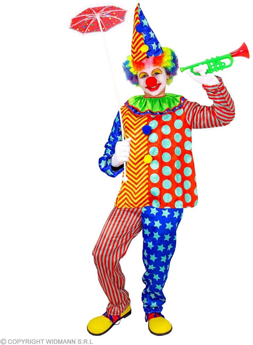 Clown & Nar Kostuum | Ben De Vrolijkste Clown Kind Kostuum | Maat 116 | Carnaval kostuum | Verkleedkleding